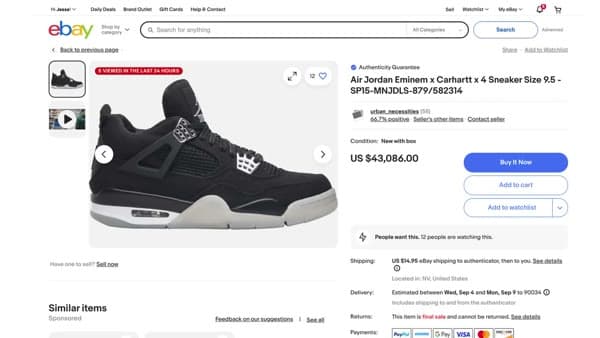 Nike Air Jordan 4 x Carhartt x Eminem, still from the video