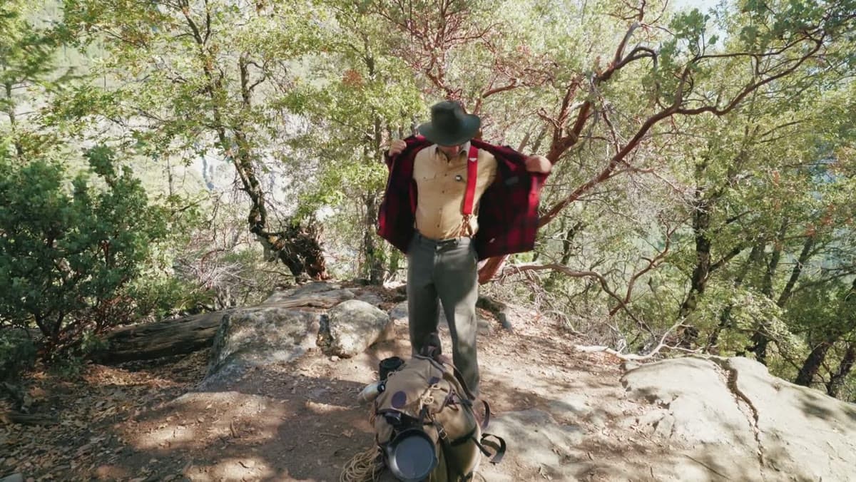 Heritage Outdoor Mackinaw Wool Jacket, still from the video