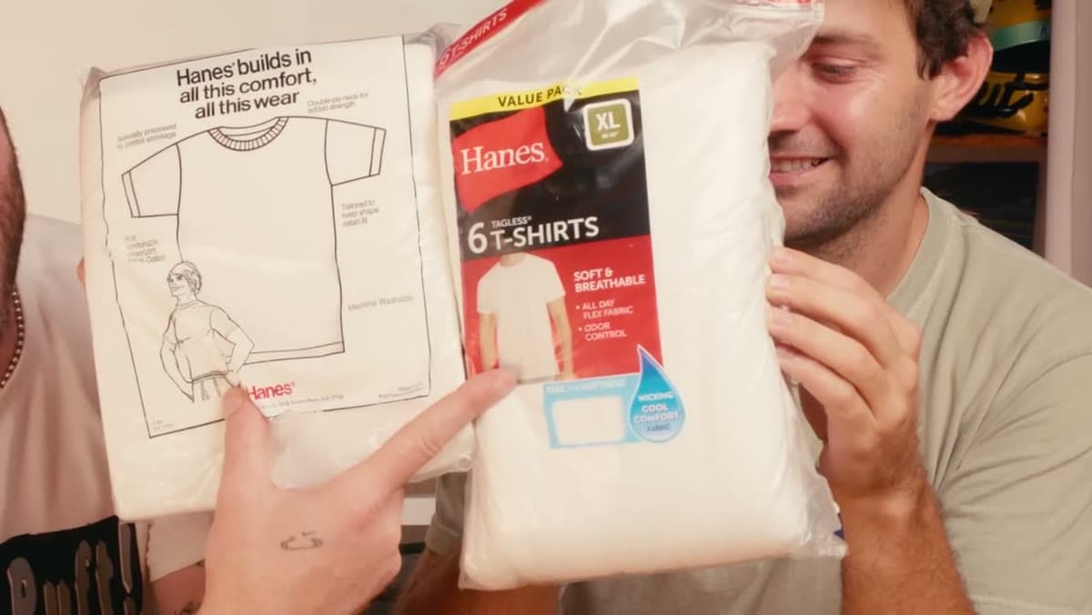 Hanes White T-Shirt (6-pack), still from the video