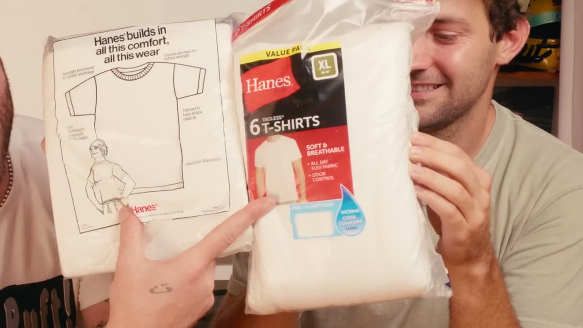 Hanes White T-Shirt (6-pack), still from the video